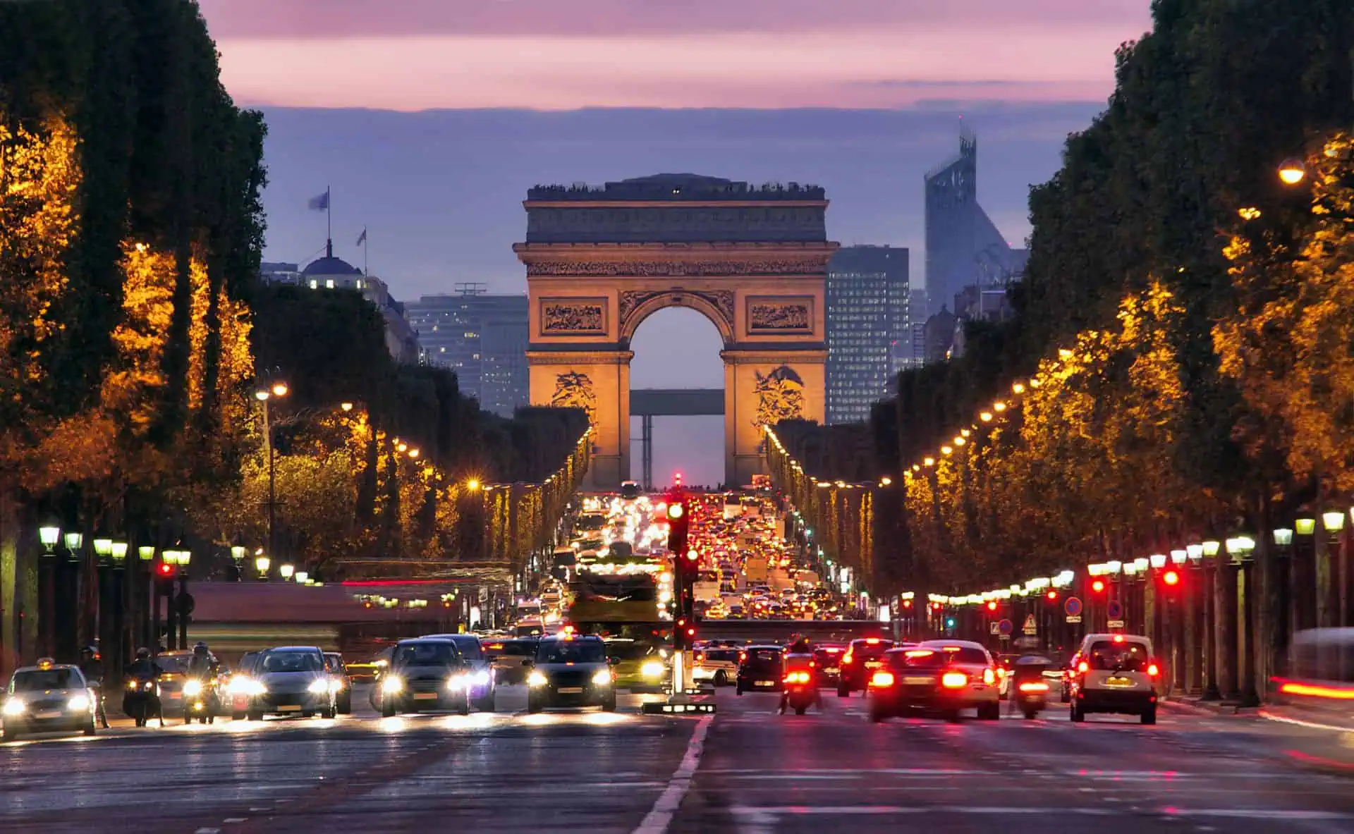 Paris, Champs Elysees at night