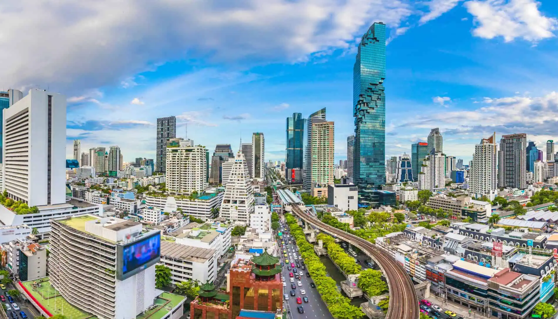 View of the city of Bangkok and the Thailand metro station
