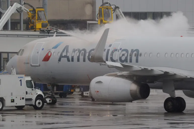 snow storm at airport